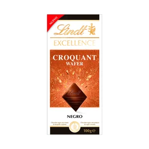 LINDT Chocolate negro excellence croquant wafer 100 g.