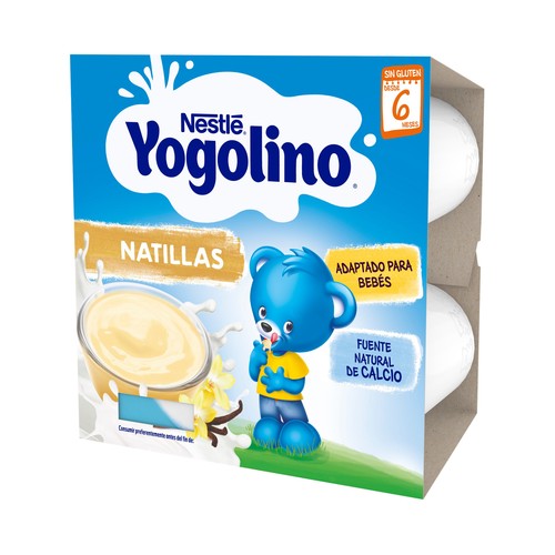 YOGOLINO de Nestlé Natillas con sabor a vainilla, adaptadas para bebés a partir de 6 meses 4 x 100 g.
