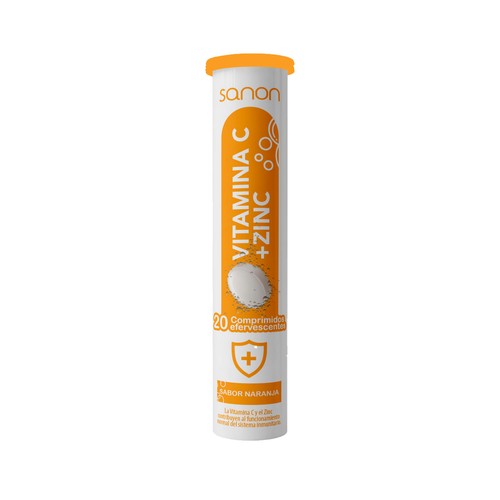 SANON Vitamina c + zinc sabor naranja en comprimidos efervescentes 20 uds.