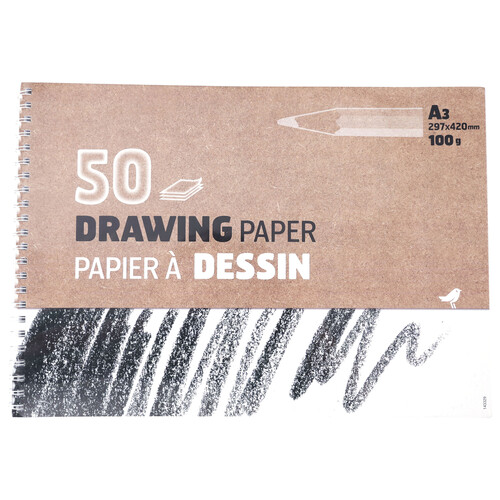 Block de papel A3 50 hojas para dibujo, PRODUCTO ALCAMPO.