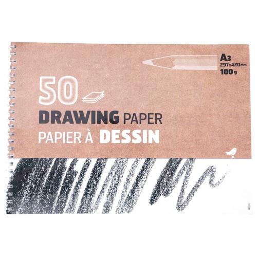 Block de papel A3 50 hojas para dibujo, PRODUCTO ALCAMPO.