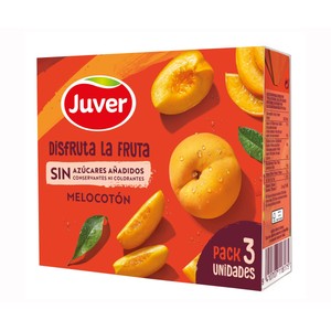 JUVER Disfruta Néctar de melocotón, sin azúcares añadidos pack 3 uds x 20 cl.