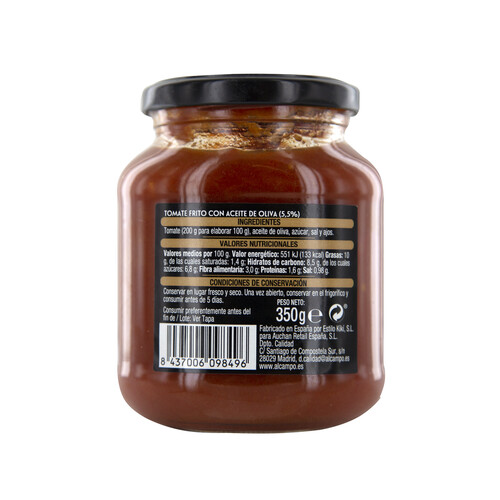 ALCAMPO GOURMET Tomate frito con aceite de oliva ALCAMPO GOURMET 350 g.