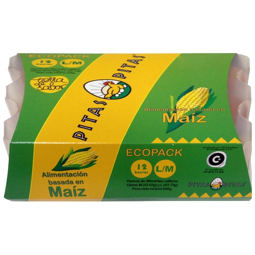 PITAS Huevos de gallinas en jaulas acondicionadas clase L / M y cat. A  12 uds.