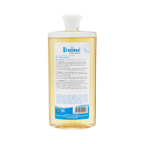 LIXONÉ Gel para baño o ducha con glicerina, especial pieles sensibles LIXONÉ 500 ml.