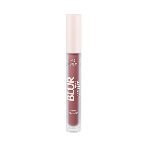 ESSENCE Blur soufflé tono 01 Deep scroll marrón oscuro Crema labial mate, acabado suave y difuminado.