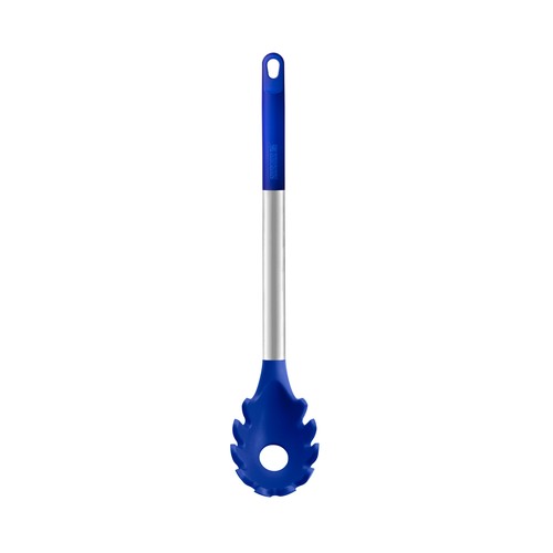 Cuchara para spaguetti de silicona color azul con mango de acero inoxidable, Solid MONIX.
