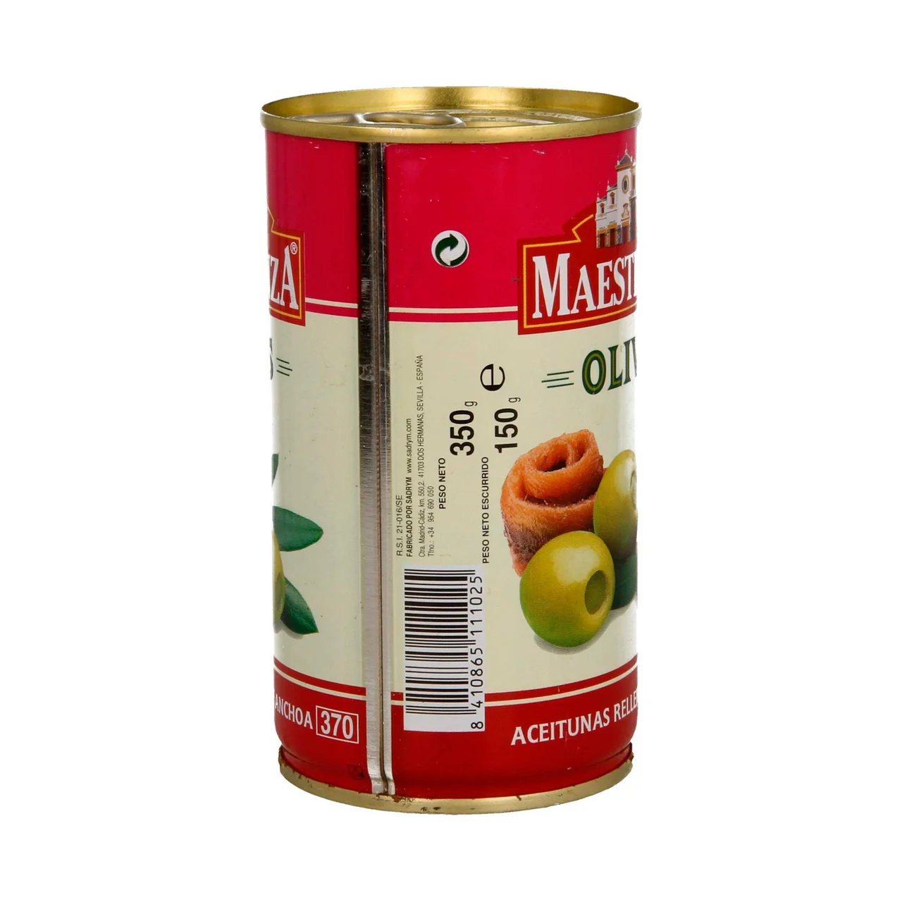 Aceitunas verdes rellenas de anchoa lata de 150 grs