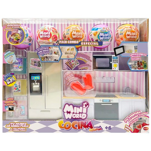 Mini World Playset Cocina con 5 bolas, Juego de imitación para niños +6 Años BIZAK