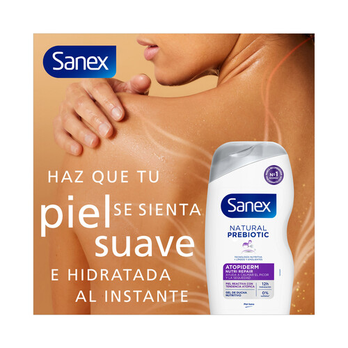 SANEX Atopiderm nutri repair Gel nutritivo para ducha o baño, para pieles reactivas con tendencia atópica 700 ml.