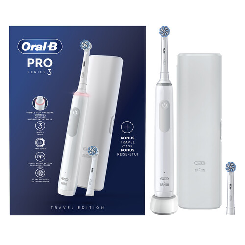 Cepillo de dientes eléctrico Braun ORAL-B Pro 3 3500, temporizador, sensor de presión.