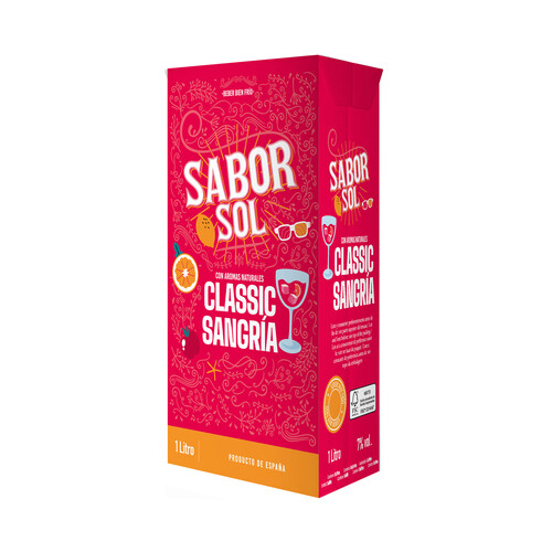 SABORSOL Sangría clásica con aromas naturales brick 1 l.