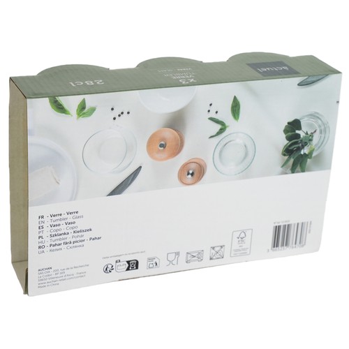 Set 3 vasos decorados 30 cl decoración limones. ACTUEL