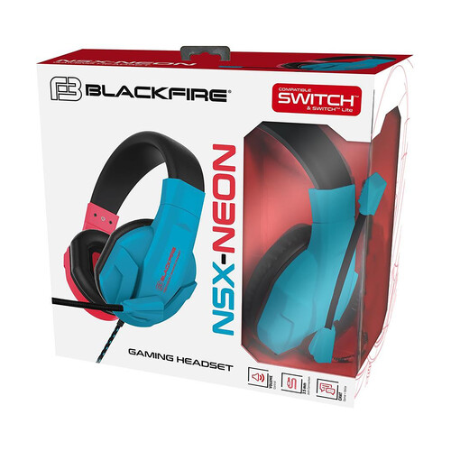 Auriculares gaming tipo casco NSX-NEON con micrófono, para Nintendo Switch, BLACKFIRE.