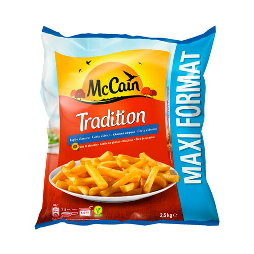 McCAIN Patatas con corte tradicional, prefritas y ultracongeladas McCAIN Tradition 2.5 kg.