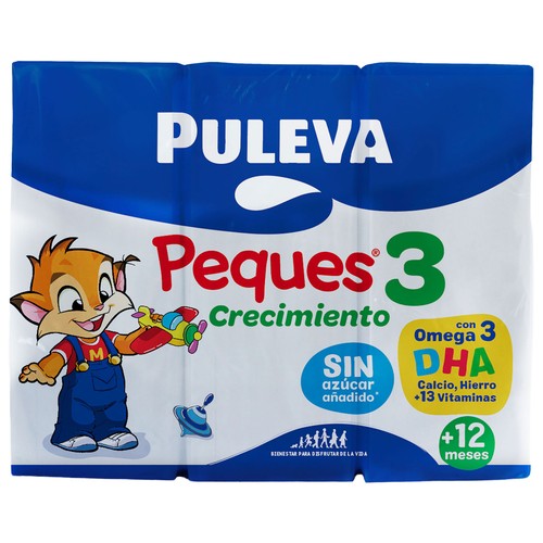 PULEVA Peques 3 Leche (3) de crecimiento de 12 a 36 meses 3 x 200 ml.