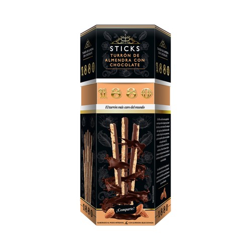 1880 Sticks turrón de almendra con chocolate 150 G.