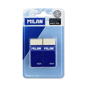 Imagen de Lote de 2 gomas de borrar del tipo miga de pan, rectangulares y de color blanco MILÁN 4020.