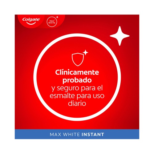 COLGATE Max white instant Pasta de dientes con flúor y acción blanqueante instantánea 75 ml.