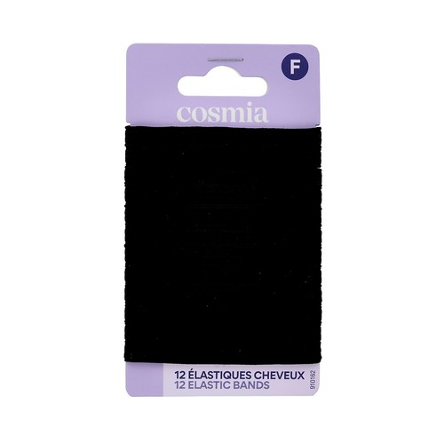 COSMIA Gomas finas elásticas de color negro 12 uds.