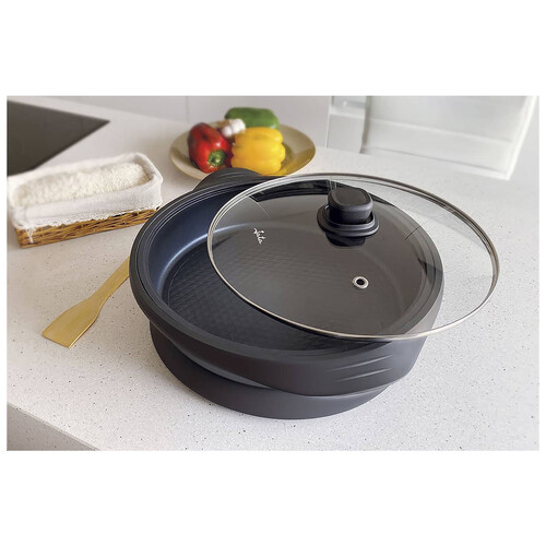 Paellera eléctrica JATA PE640, 1600W, diámetro 34cm, termostato regulable, tapa de cristal.