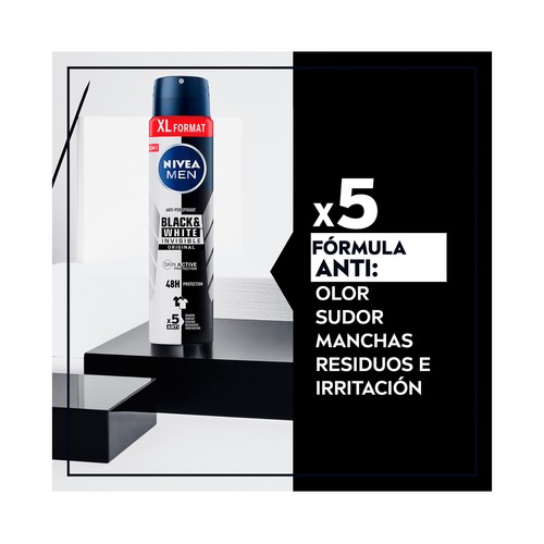 NIVEA Men black & white invisible original Desodorante en spray para hombre con portección anti-transpirante de hasta 48 horas 2 x 200 ml.