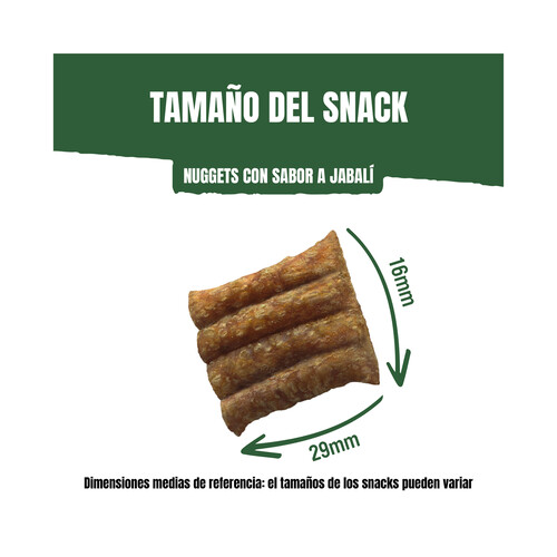 PURINA Adventuros Snacks para perros con sabor a jabalí, ricos en carne y bajos en grasas 90 g.