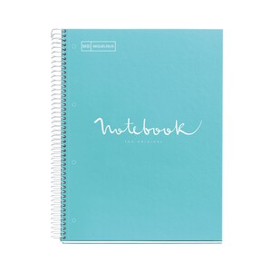 Cuaderno espiral cartón tamaño A4 80 hojas cuadrícula, color azul cielo, MIQUELRIUS.
