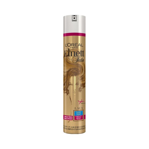 L´ORÉAL PARIS Elnett Laca de pelo con fijación fuerte y acabado satinado, para cabellos teñidos 400 ml.