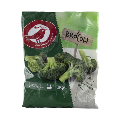 AUCHAN Brócoli seleccionado y ultracongelado 1 Kg. Producto Alcampo