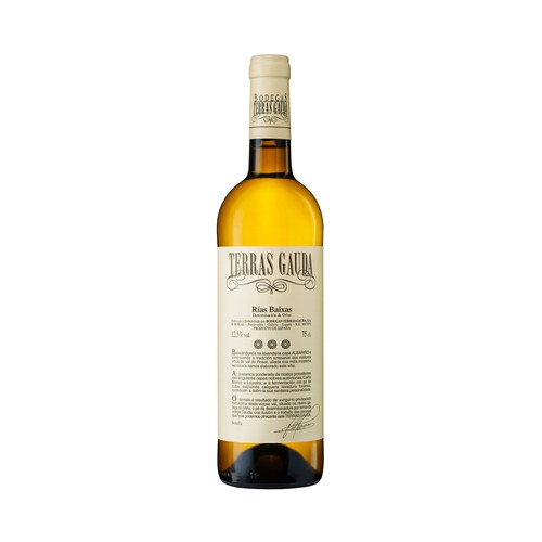 Vino blanco con denominación de origen Rías Baixas TERRAS GAUDA botella de 75 cl.