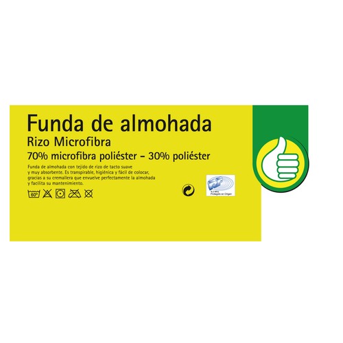 Funda protectora de almohada 70% microfibra poliéster 30% poliéster, 70cm. PRODUCTO ECONÓMICO ALCAMPO.