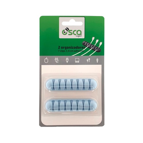 Pack 2 organizadores 7 clips 1,4cm autoadhesivo. OSCA CONNECT