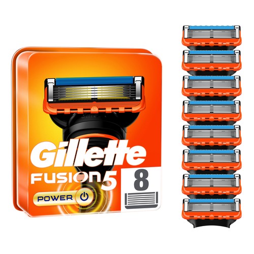 GILLETTE Recambio de cuchillas de 5 hojas para maquinillas de afeitar GILLETTE Fusion 5 power 8 uds.