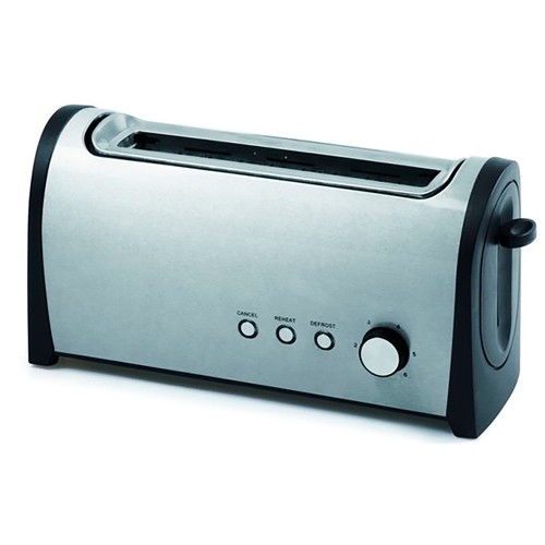 Tostador COMELEC TP1721 Inox, una ranura larga, 6 niveles de tostado, 1000W, parada automática