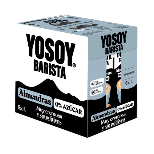 YOSOY Barista Bebida vegetal de almendras sin azúcar, especial café 6 x 1 l.