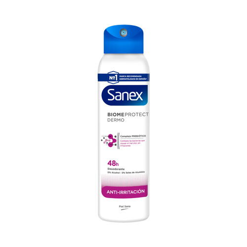 SANEX Desodorante en spray para mujer con protección antitranspirante hasta 48h y anti-irritación SANEX Biomeprotect dermo 200 ml.