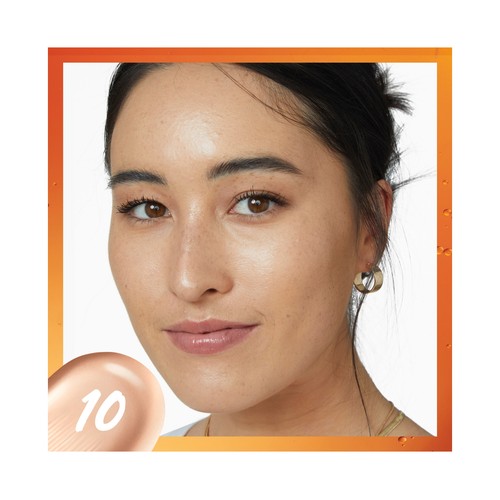 MAYBELLINE Super stay skin tint tono 10 Base de maquillaje fluida enriquecida con vitamina C.