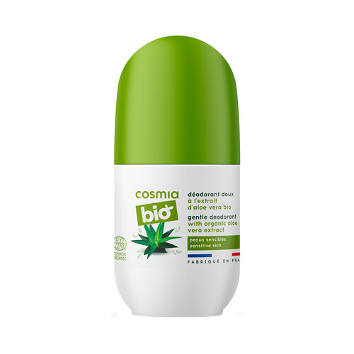 COSMIA Desodorante roll on para mujer, con extracto de aloe vera bio, especial pieles sensibles COSMIA Bio 50 ml.