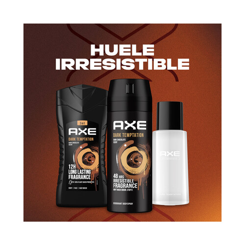 AXE Dark tempration Neceser con cierre de cremallera con productos para la higiene masculina.