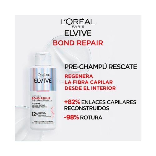ELVIVE Pre-champú regenerador de la fibra capilar, para todo tipo de pelo dañado ELVIVE Bond repair de L´oréal 200 ml.