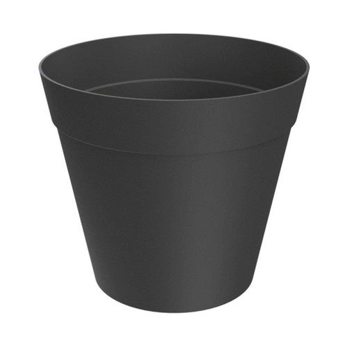 Maceta de plástico reciclado de 40 cm de diámetro, color negro,   GARDEN STAR