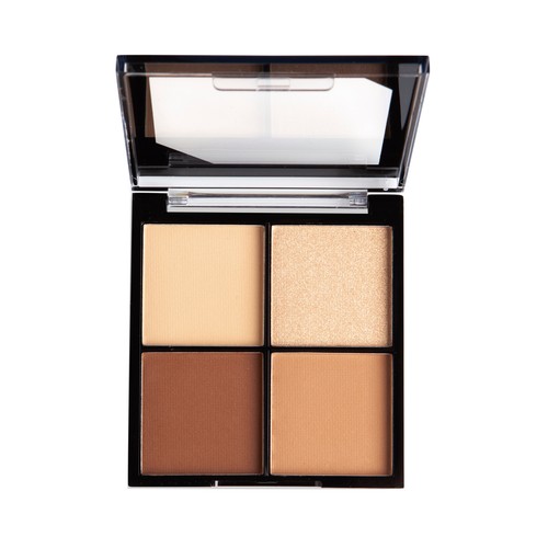 MAGIC STUIDO Highlight & contour Paleta de maquillaje en polvo iluminador (2 tonos) y maquillaje bronceador (2 tonos)