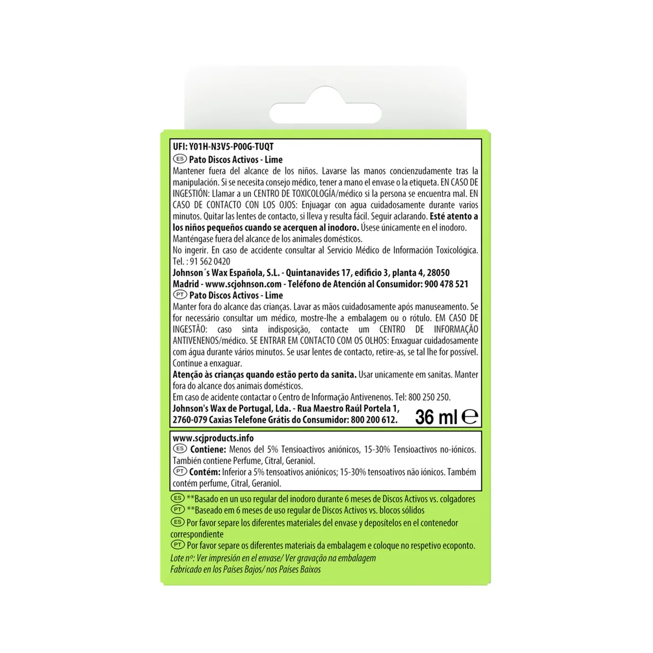 PATO Discos para WC activos aroma lima fresca PATO 6 uds.
