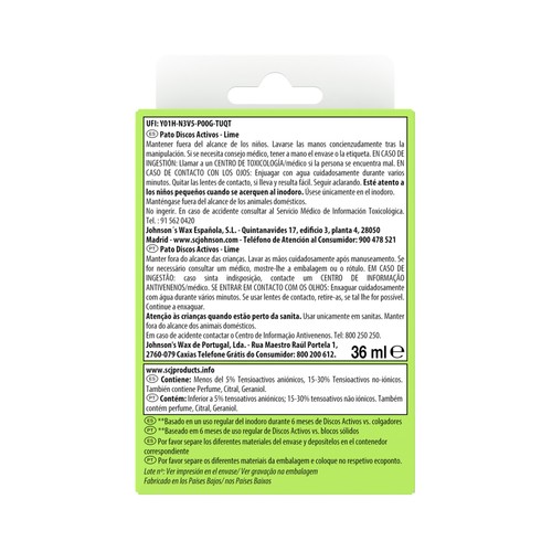 PATO Discos para WC activos aroma lima fresca PATO 6 uds.
