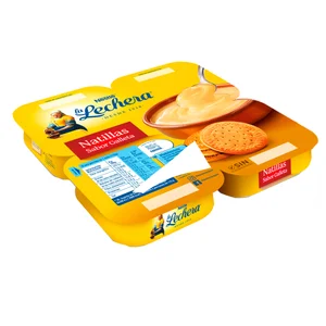 LA LECHERA Natillas con sabor a galleta, elaboradas sin conservantes LA LECHERA de Neslté 4 x 115 g.