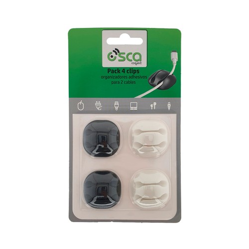 Pack 4 clips organizadores cable autoadhesivo. OSCA CONNECT