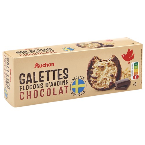 PRODUCTO ALCAMPO Galletas suecas de avena con chocolate negro 150 g.