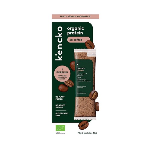 KENCKO Mix de proteinas vegetales con frutas deshidratadas y sabor a café 2 x 35 g.
