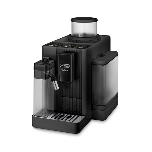 Cafetera espresso superautomática DE'LONGHI Rivelia Start Black, color negro, 2 tazas, presión 15bar, café en grano o molido, panel digital, 1450W.